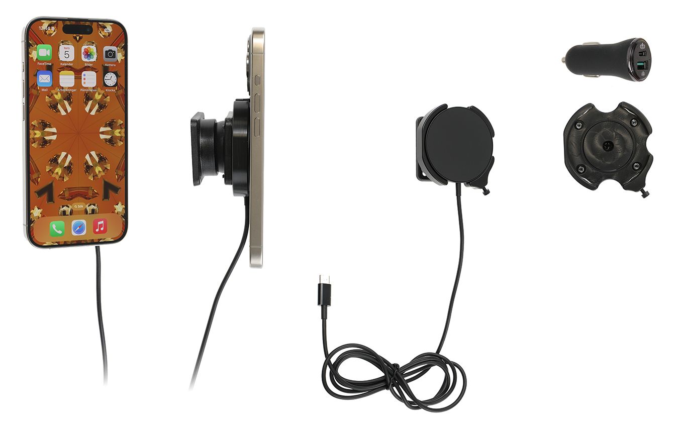 Brodit holder with MagSafe Charger-black cig.iPhone 12-15