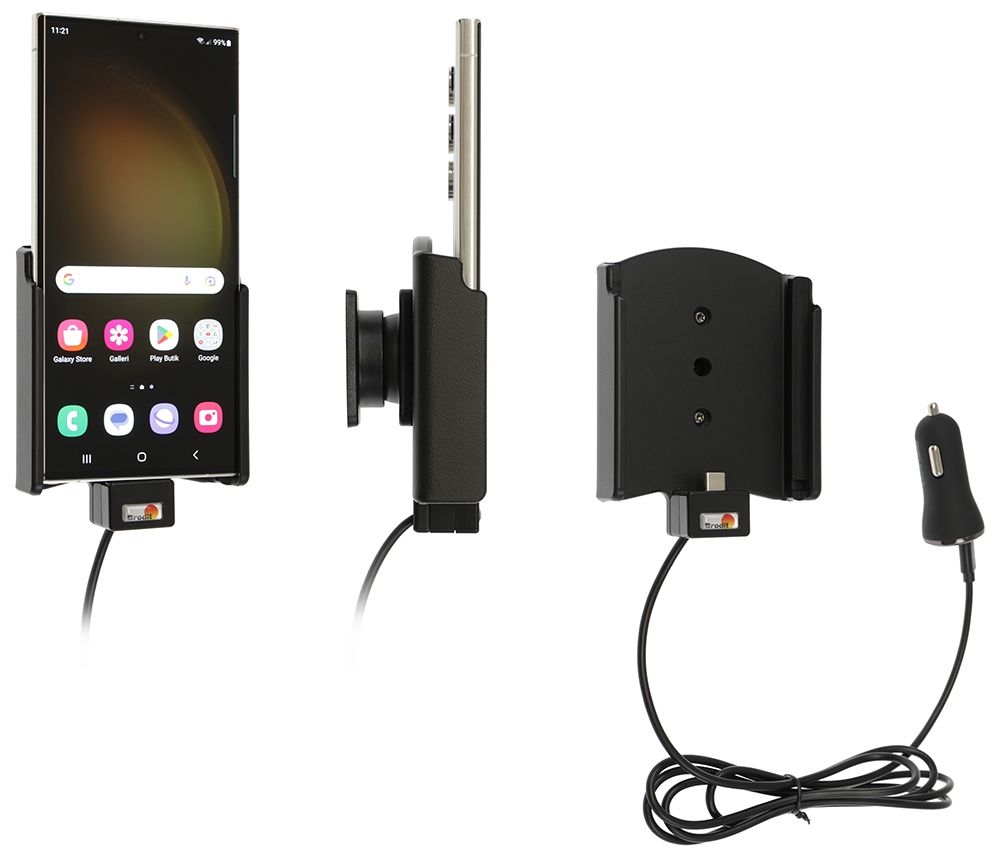 Brodit Active holder Samsung Galaxy S23 Ultra USB cig.plug